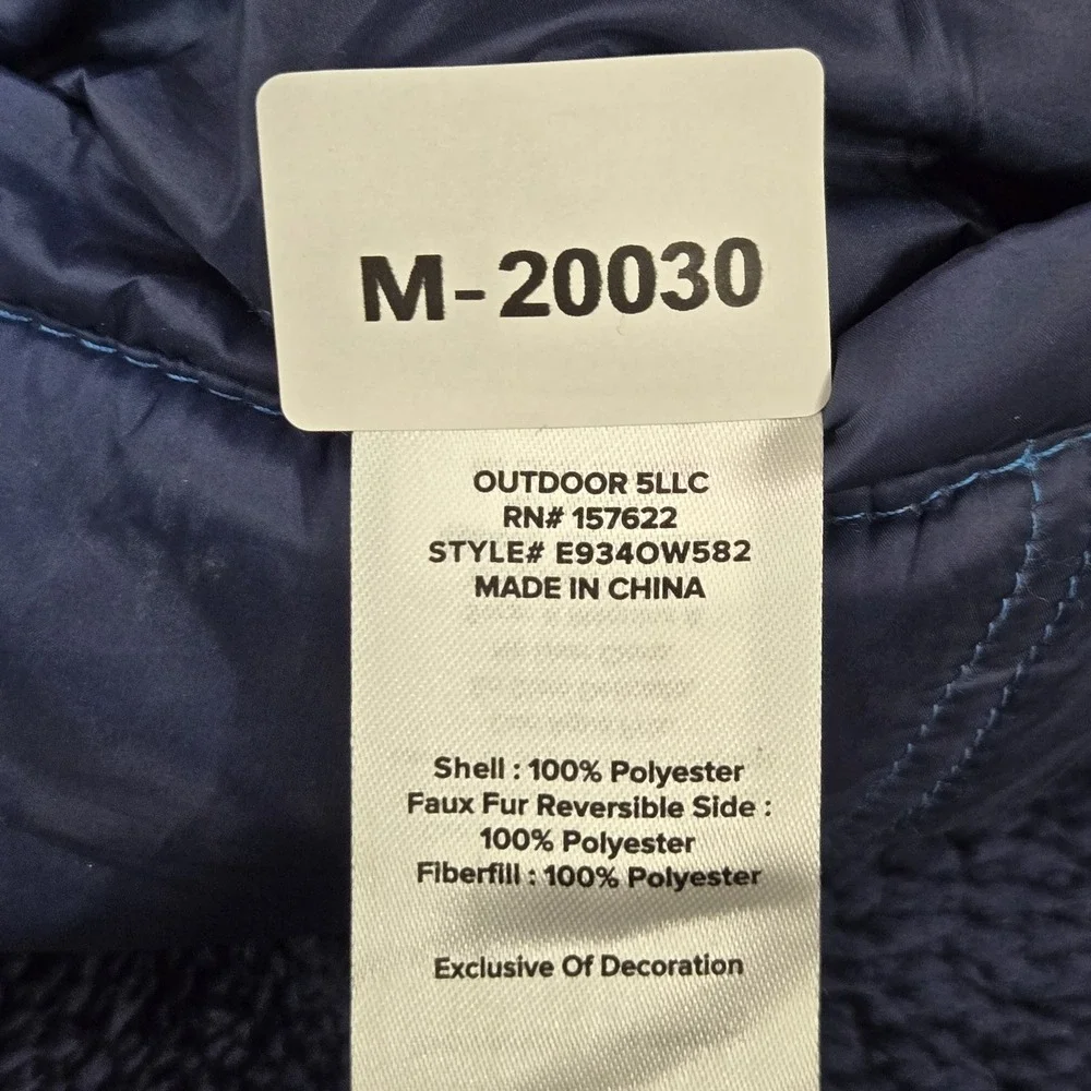 Eddie Bauer Boys Jacket 12/14 Blue Sherpa‎ Puffer Colorblock Reversible